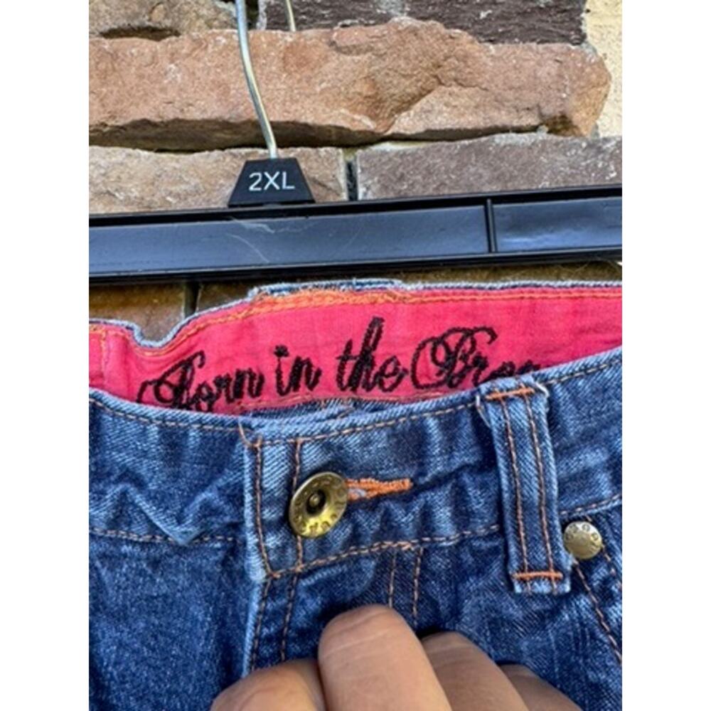 Troop Denim Born in the Bronx Jeans Size 34x33 Crown Embroidered Y2K Vintage - Picture 2 of 6